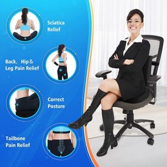 Memory Foam Seat Cushion Lumbar Support Ergonomic Back Support for Office Car