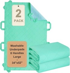 2x Positioning Bed Pad with 8 Handles 34×52 Washable Waterproof Incontinence Pad