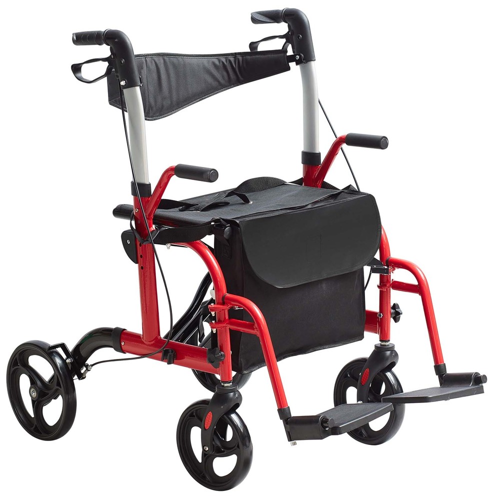 VEVOR 2 in 1 Rollator Walker & Transport Chair Folding Walker Wheelchair Combo