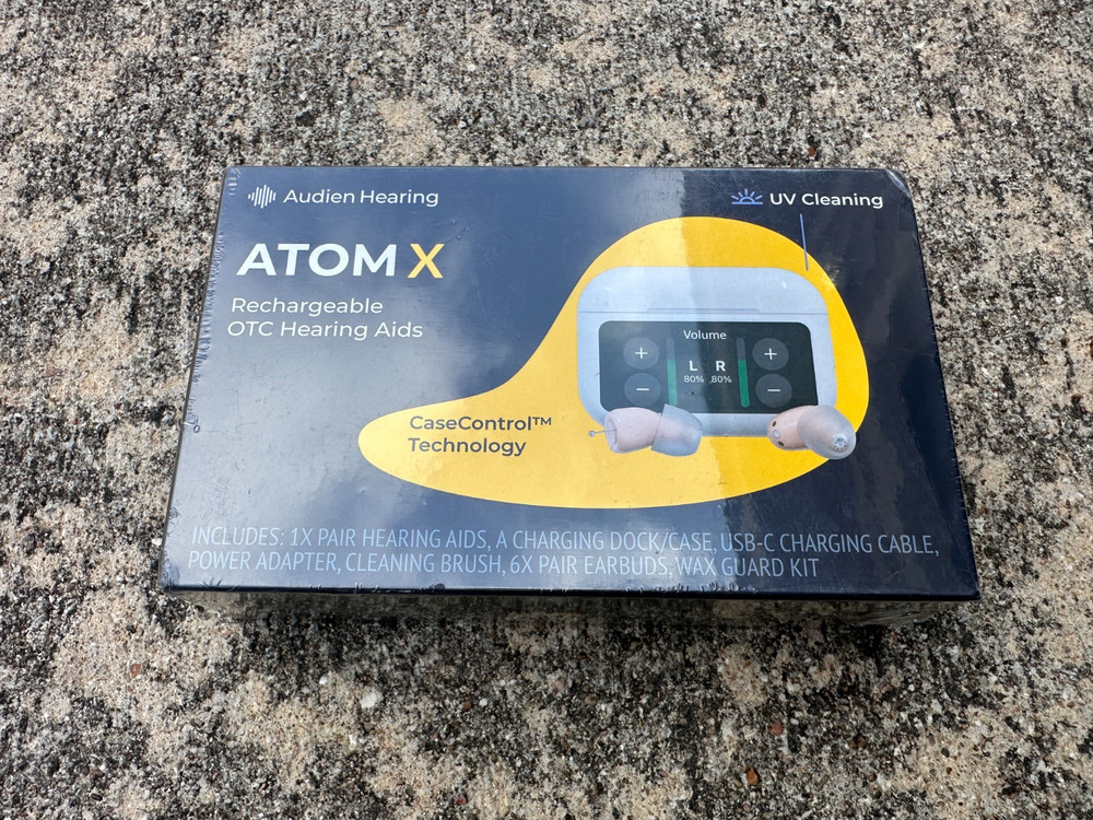 BRAND NEW Audien Hearing ATOM X -Rechargeable OTC Hearing Aids NEW SEALED