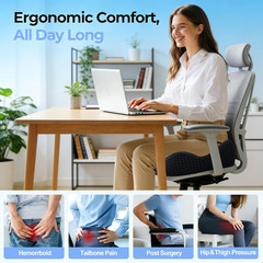 Ergonomic Memory Foam Seat Cushion Hemorrhoid Pillow for Hip Sciatica and Tailbo