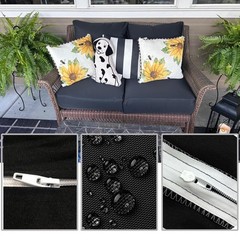 FLYMEI Patio Cushion Covers 24x24x4 24x24x4-2Packs-Cover Only, Black