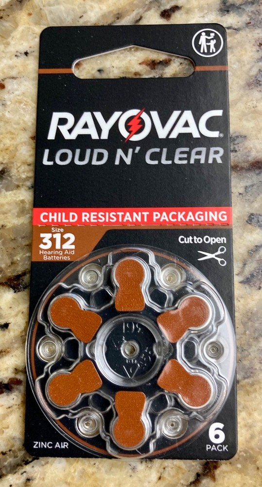 60 Rayovac Loud & Clear Hearing Aid Batteries, SIZE 312 Fast Shipping from USA