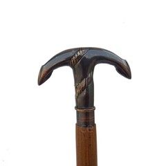 Antique Brass Handle Brown Wooden Walking Stick Cane Style Handmade Gift