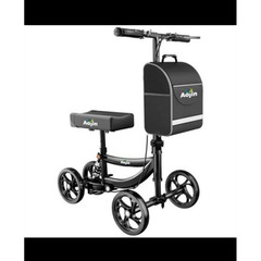 Aojin Black 4-Wheel Rollator Walker with Seat for Adult & Senior
