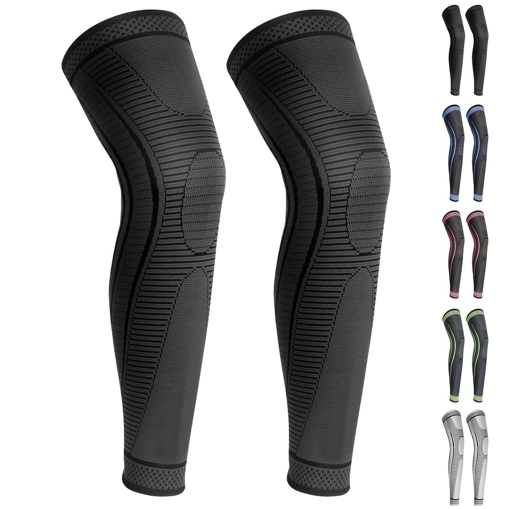 Ruilaibao 2 Pack Full Leg Compression Sleeves, Long Knee Brace Large, Black