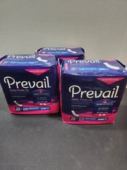 Lot of 3 Prevail Daily Incontinence Bladder Control Pads 20 Pack Moderate
