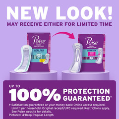 Poise Ultra Thin Incontinence Postpartum Pads 6 Drop Ultimate Long 26 Count
