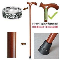 Wooden Cane with 4 Size for Men & Women & Seniors, 35 Inch Handmade Wood Walk…