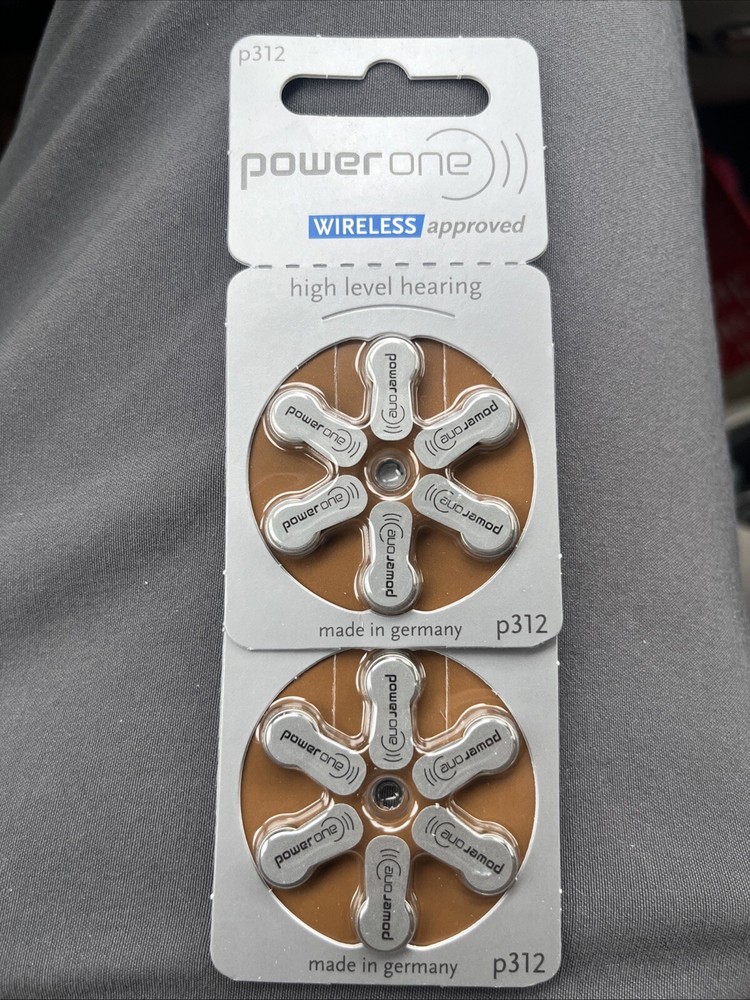 PowerOne Wireless Approved P312 Hearing Aid Batteries – 12 Batteries Exp 8/2024
