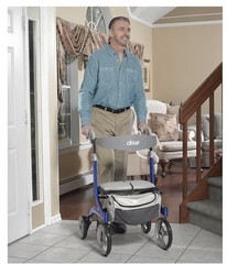 Drive Medical Nitro DLX Foldable Rollator Walker for Seniors/Disabled Sleek Blue