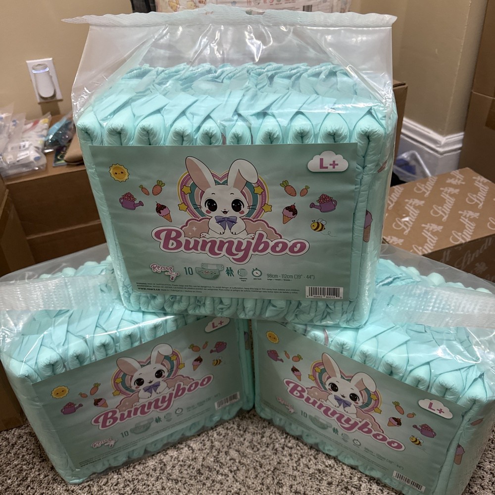 NEW Rearz Bunny boo 3 Bag Case Size Large+ Free Paci Newest Rearz ABDL Diaper
