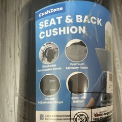 CushZone Seat & Back Seat Cushion Memory Foam Washable Cover Non-Slip Black