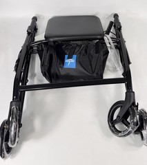 Medline Basic Rollator Walker 4 Wheel Aluminum Folding Black MDS86830EBL