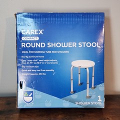 Carex Compact Adjustable Height Bath Stool Shower Seat Aluminum Supports 250lbs