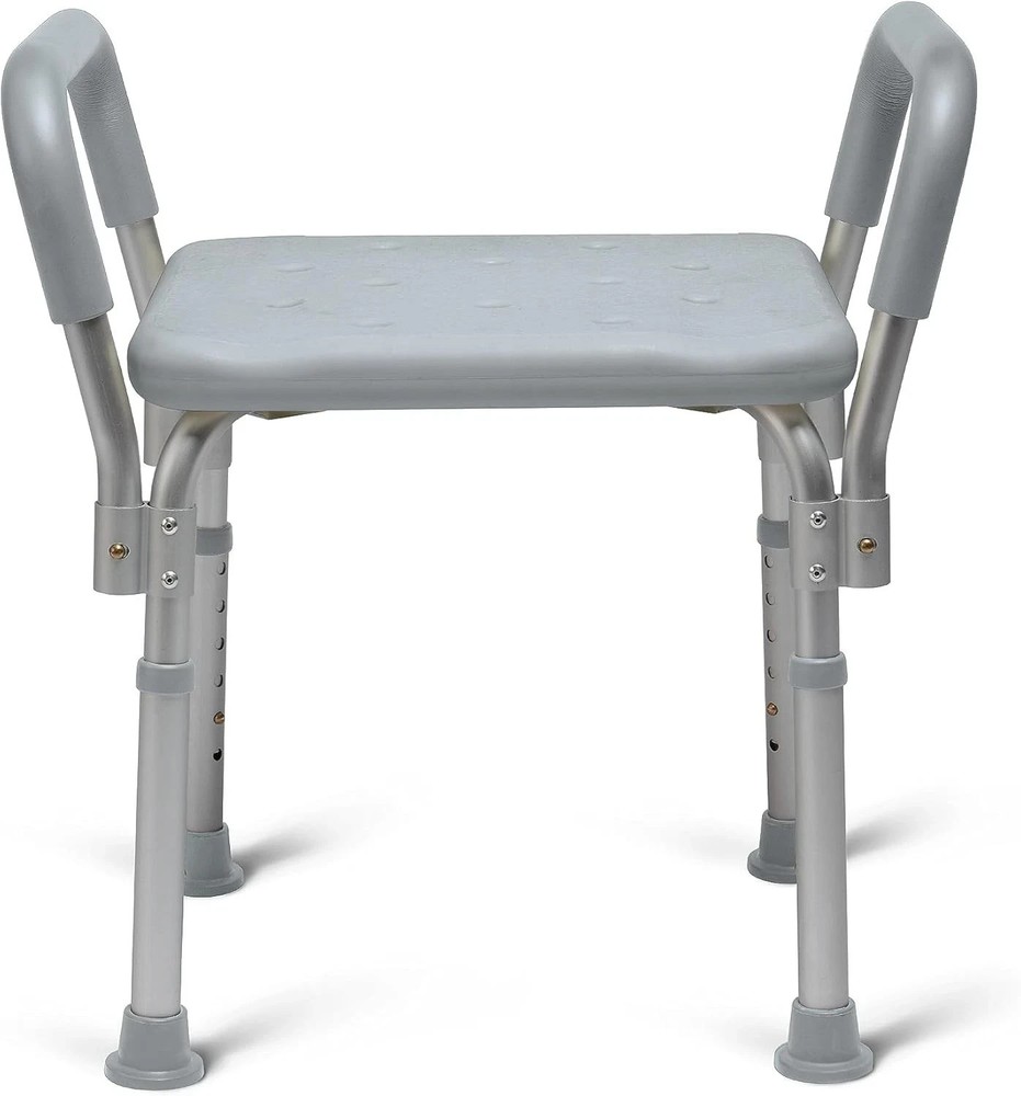 Medline Shower Chair with Arms & without Back Gray Aluminum 350 LB Capacity 1 Ct