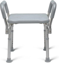 Medline Shower Chair with Arms & without Back Gray Aluminum 350 LB Capacity 1 Ct