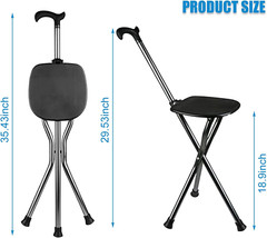 Yayayo Hold 440 Lbs Folding Canes with Seat Walking Stick Height Adjustment Cane