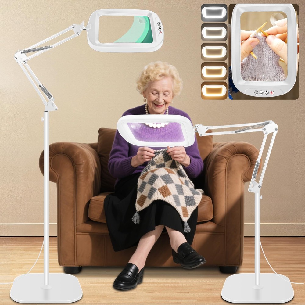 Hqgzql 30X 10X Extra Large Floor Magnifying Glass Light And Stand7-Inch