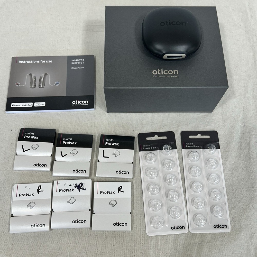 Oticon miniFit 8mm Open Domes Prowax Case Hearing Aid Accessories Manual