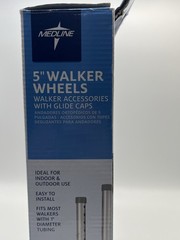 Medline 5″ Walker Wheels Accessories With Replacement Glide Caps 8 Levels NIB