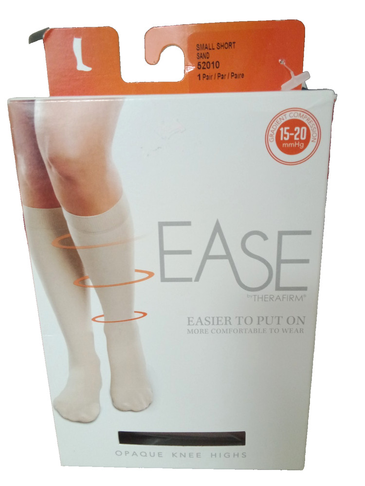 EASE by THERAFIRM Compression Opaque Knee Highs Small Short 15-20 mmHg Sand NWT