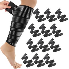12 Pack Adjustable Compression Bandage Wraps for Leg & Ankle Support – Pain Reli
