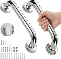 Durable 2 Pack Shower Grab Bars – 12-Inch Waterproof Safety Handles for Elderly