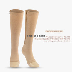 Zipper Open Toe Compression Socks 20-30mmHg Calf Leg Ankle Support Stocking