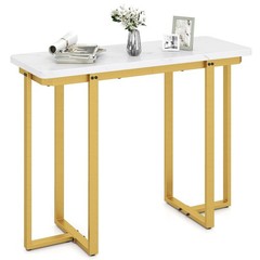 Giantex 42 Console Table Modern Faux Marble Entryway Table Geometric Metal