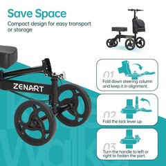 Zenart Steerable Knee Walker Deluxe Medical Scooter for Foot Injuries Compact.