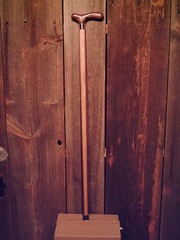 ROSEWOOD derby handle cane BRASS COLLAR HICKORY wood shaft rubber tip USA MADE