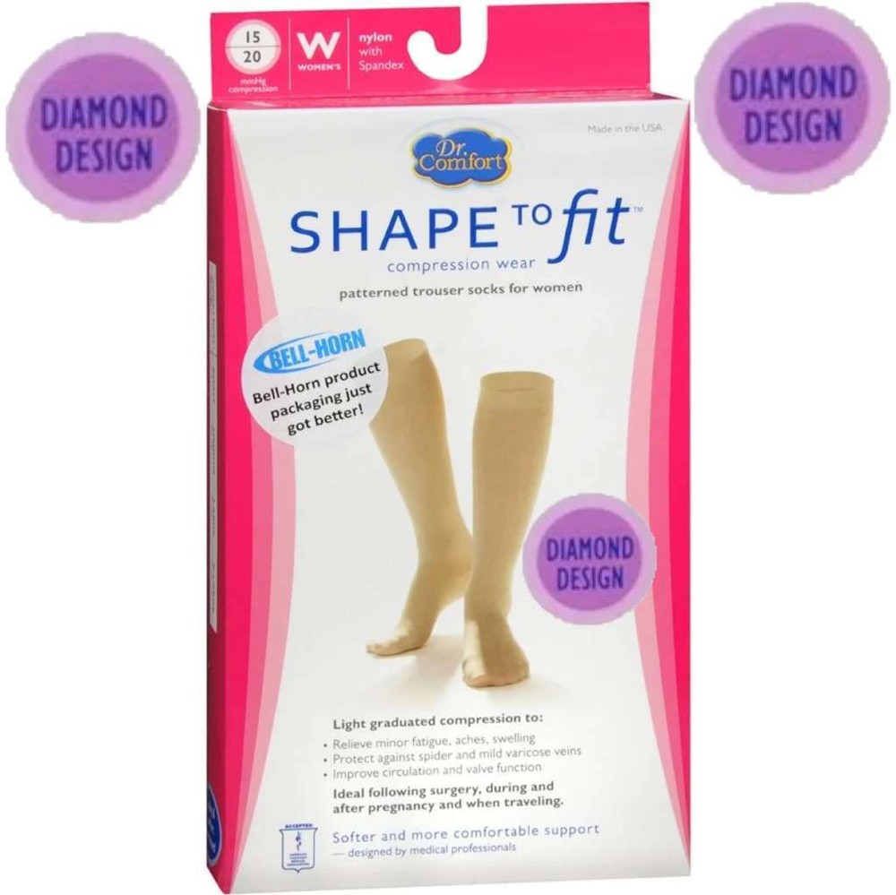 Dr. Comfort Shape to Fit Patterned Trouser Socks for Women, „Nylon w/Spandex“, „