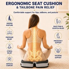Memory Foam Seat Cushion for Office Chair & Wheelchair – Tailbone Pain Relief, B