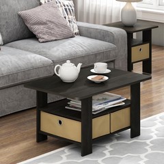 Furinno Coffee Table Bins Espresso/Brown 11158Ex/Br