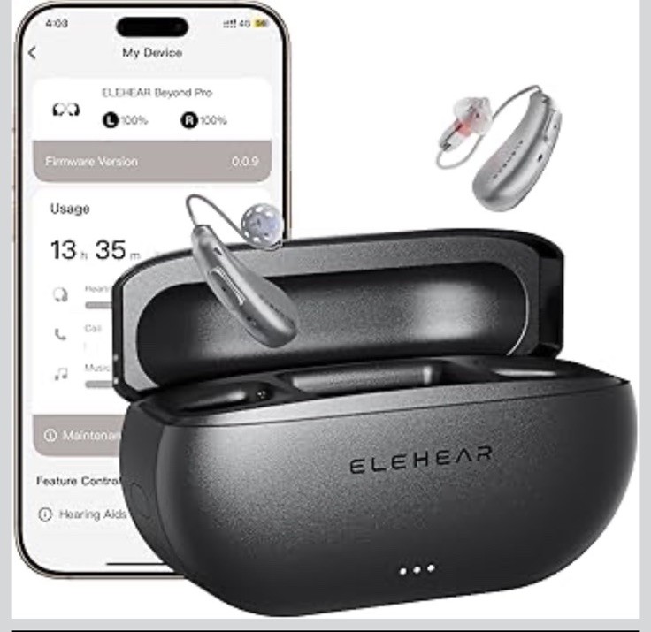 ELEHEAR Beyond Pro Rechargeable RIC Hearing Aids w/ VocClear 2.0 Silver Gray RIC