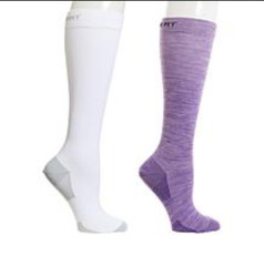 Copper Fit Womens Knee-High Compression Socks 2-pack, Purple/White , XXL/XXXL
