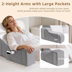 Reading Pillow for Bed Adult, 2-in-1 Foldable Back Wedge Pillow