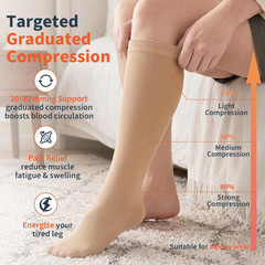 4 Pairs Plus Size Compression Socks for Women & Men, Extra Wide Calf 20-30 mm…