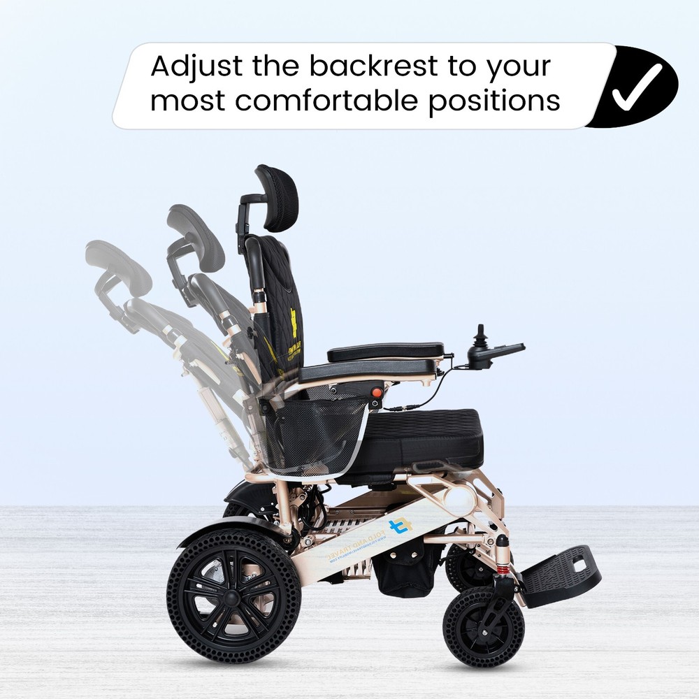 Fold And Travel Auto Recline Lightweight Foldable Electric Power Wheelchair