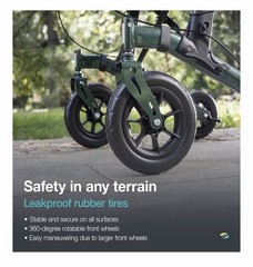 Helavo All Terrain Upright Rollator Walker w/Solid Rubber Tires, Seat, Backrest
