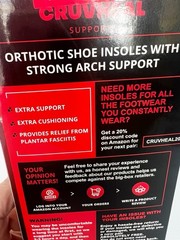 CruvHeal Professional Strong Arch Support Size XS Insoles Plantar Fasciltis