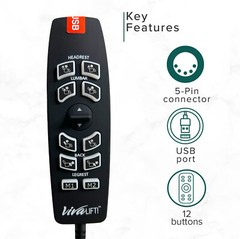 12-Button 5-Pin Hand Control Remote for Pride VivaLift Chair Later Version 2