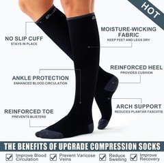 3 Pairs Compression Socks Stockings Womens Mens Knee High Medical 15-20 mmHG