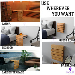 Handmade Teak Wood Folding Shower Seat Wall Mounted & Premium Quality