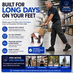 SB SOX Plantar Fasciitis Compression Socks – Arch Support Sleeve Large, Blue