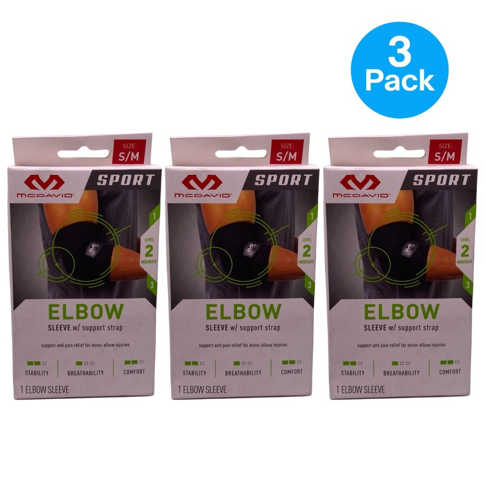 McDavid Sport Elbow Sleeve Support Strap S/M 3 Pack New