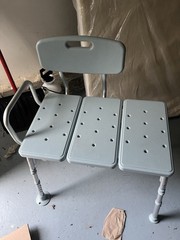 Medline Adjustable Transfer Bench with Backrest, Bi-Fold, Gray, 400 lb