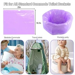 Commode Liners 120pcs Strong Portable Toilet Bags Leak Proof Lemon Scented To