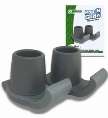 Essential Medical Supply Pop & Glide Easy Use Walker Ski Glides, 2 Pack Gray